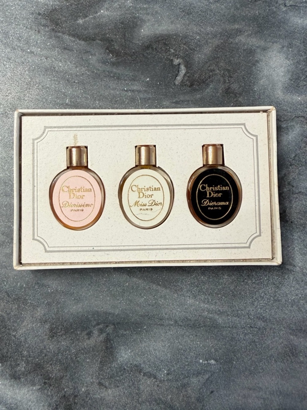 Vintage Christian Dior Mini Bottle Set Miss Dior Diorama Diorissimo